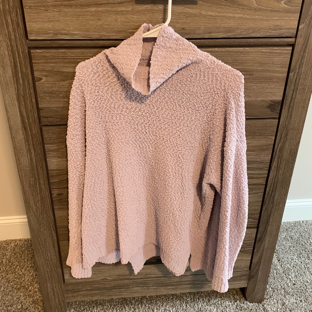 Cowl neck popcorn sweater